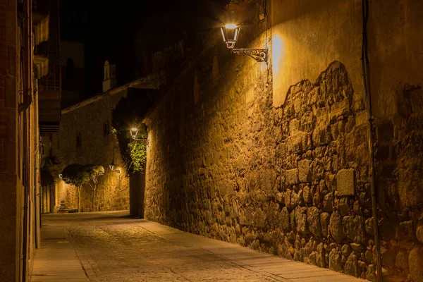 Avila Street Night Castiglia Leon Spagna — Foto Stock