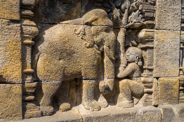 Podrobnosti Starověkém Buddhistickém Chrámu Borobudur Magelang Střední Jáva Indonésie — Stock fotografie