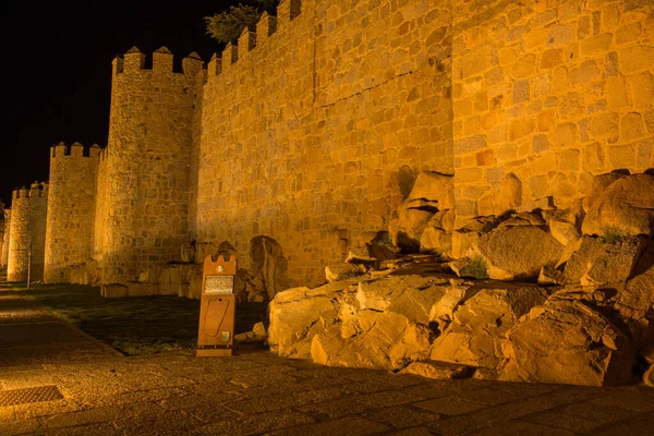 Murallas Ávila Por Noche Castilla León España —  Fotos de Stock