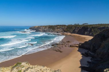 Atlantik sahili manzarası, Aljezur, Algarve West, Costa Vicentina, Portekiz.