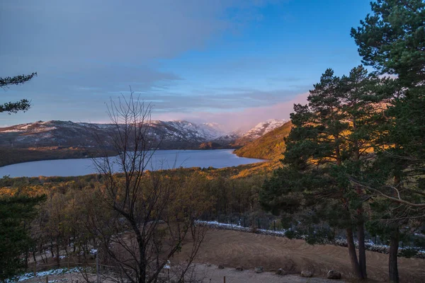 Lago Sanabria Invierno Con Nieve Castilla León España — Foto de Stock