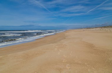 Figueira da Foz, Portekiz yakınlarındaki güzel boş sahil.