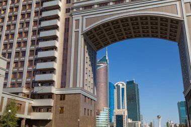 Nur-Sultan, Kazakistan - Nurzhol bulvarındaki modern ofis binaları, Nur-Sultan, Astana; Kazakistan