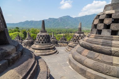 Antik Budist tapınağı Borobudur, Magelang, Orta Java, Endonezya