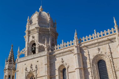 Belem, Lizbon, Portekiz 'deki Jeronimos Manastırı' ndaki muhteşem oymaların ayrıntıları.
