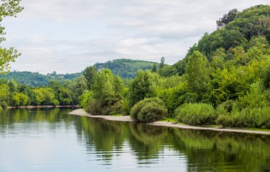 Aquitaine 'deki River Dordogne, La Roque-Gageac Perigord Noir, Fransa