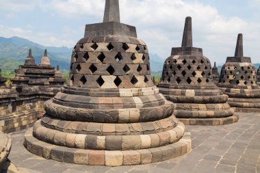 Antik Budist tapınağı Borobudur, Magelang, Orta Java, Endonezya