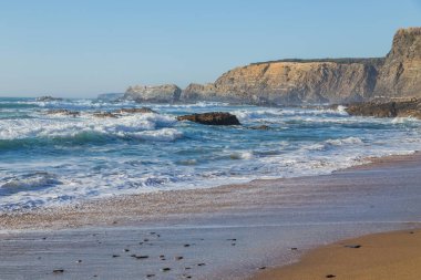 Atlantik sahili manzarası, Aljezur, Algarve West, Costa Vicentina, Portekiz.