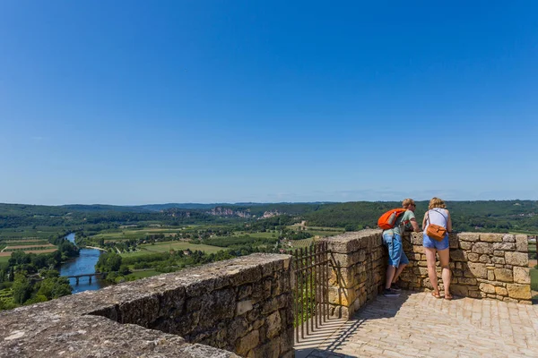Domme Francie Turisté Navštíví Středověké Město Domme Nachází Departementu Dordogne Royalty Free Stock Obrázky