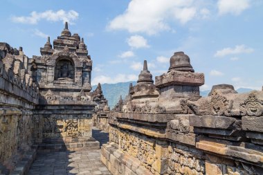 Antik Budist tapınağı Borobudur, Magelang, Orta Java, Endonezya