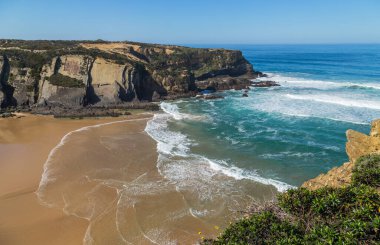Atlantik sahili manzarası, Aljezur, Algarve West, Costa Vicentina, Portekiz.