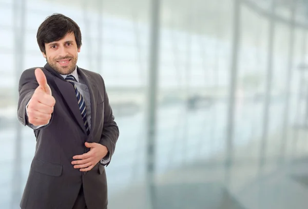 Young Business Man Going Thumb Office — Stock Photo, Image