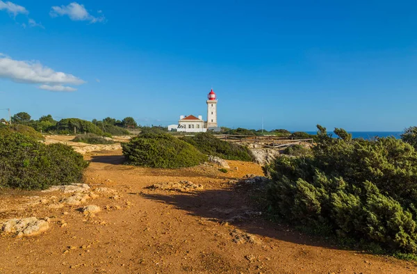 Latarnia Morska Klifach Algarve Lagoa Portugalia — Zdjęcie stockowe