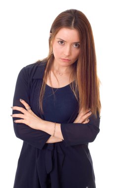 Genç, sıradan, güzel bir kadın, beyazlar içinde.