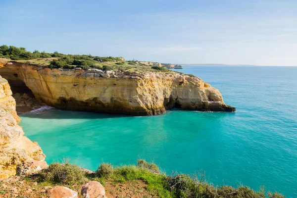 Klify Wybrzeżu Algarve Benagil Portugalia — Zdjęcie stockowe