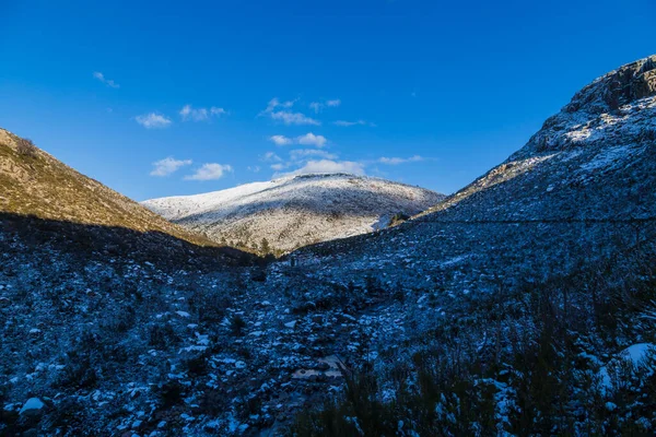 Vinterlandskap Med Snö Bergen Serra Geres Naturpark Portugal — Stockfoto