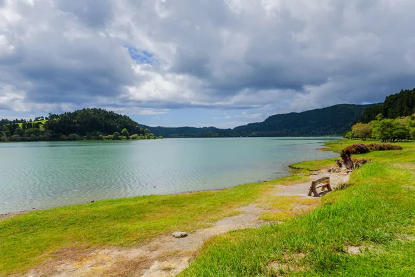 Naturskön Utsikt Över Furnas Sjö Sao Miguel Azorerna Portugal Förtrollande — Stockfoto