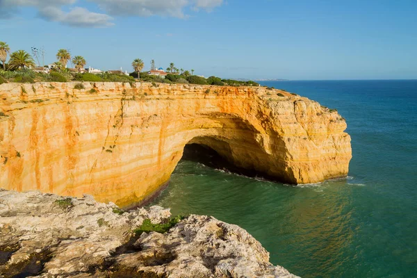 Klify Wybrzeżu Algarve Benagil Portugalia — Zdjęcie stockowe