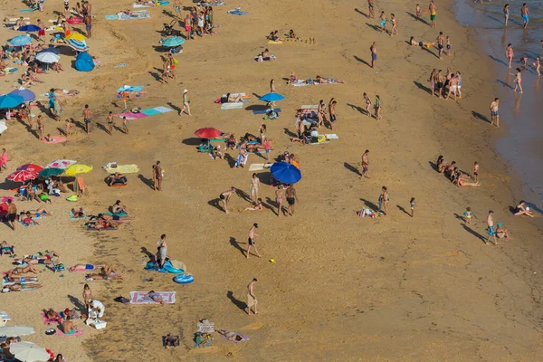 Albufeira Portugal People Famous Beach Praia Felesia Albufeira Beach Part — Stock Photo, Image