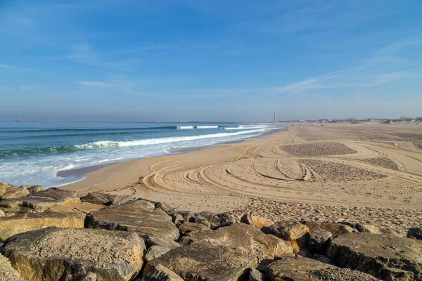 Bella Spiaggia Vuota Vicino Aveiro Portogallo — Foto Stock