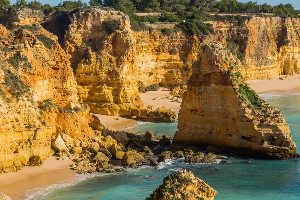 Klippor Vid Kusten Algarve Benagil Portugal — Stockfoto