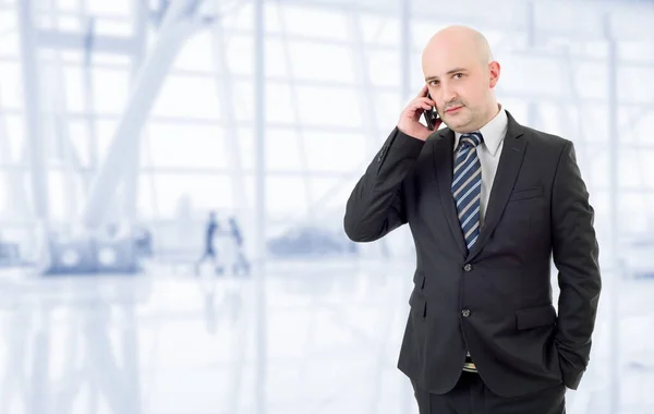 Happy Business Man Phone Office — Stock Photo, Image