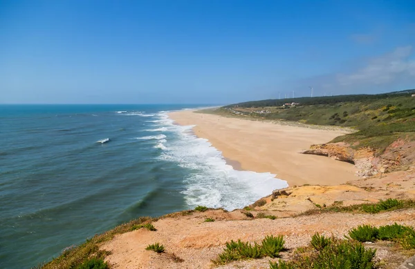 Mooi Leeg Strand Bij Sao Martinho Porto Portugal — Stockfoto