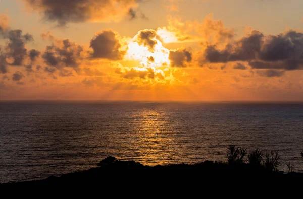 Schöner Sonnenuntergang Santa Cruz Das Flores Insel Flores Azoren Portugal — Stockfoto