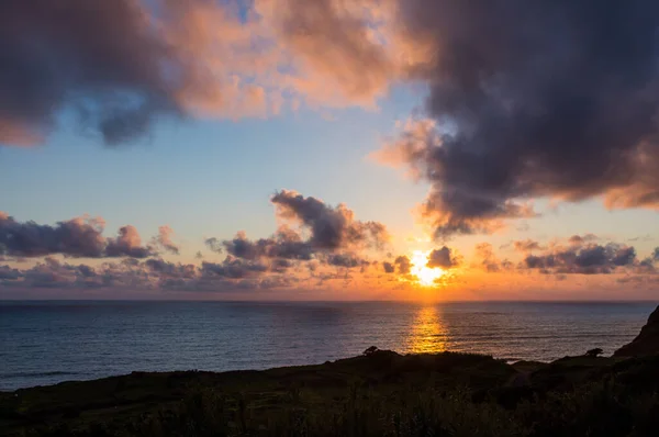 Beau Coucher Soleil Santa Cruz Das Flores Flores Island Açores — Photo