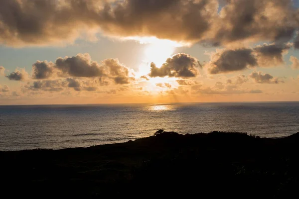 Krásný Západ Slunce Santa Cruz Das Flores Flores Island Azory — Stock fotografie