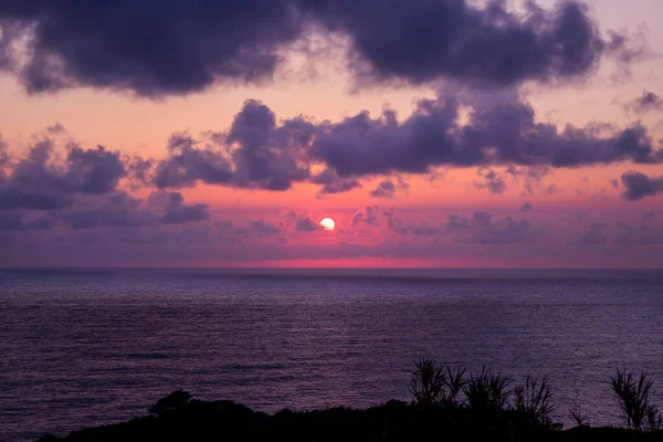 Mooie Zonsondergang Santa Cruz Das Flores Flores Island Azoren Portugal — Stockfoto