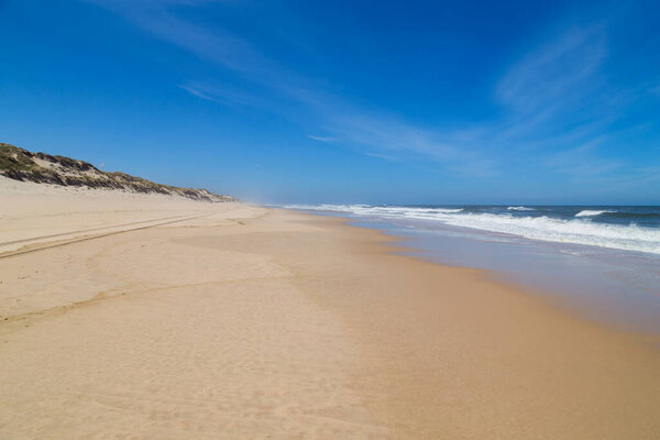 Beautiful empty beach near Sao Martinho do Porto, Portugal