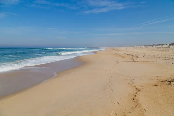 Schöner Leerer Strand Bei Aveiro Portugal — Stockfoto