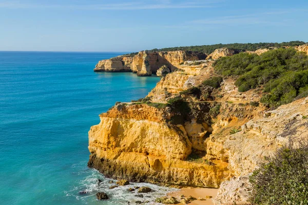 Klify Wybrzeżu Algarve Benagil Portugalia — Zdjęcie stockowe