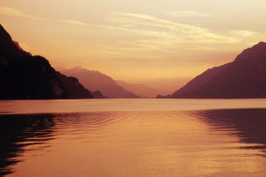 swiss lake sunset clipart