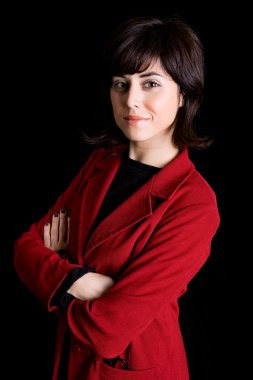 genç iş kadını portre siyah arka plan üzerine
