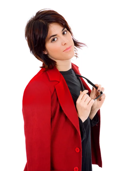 Young business woman portrait isolated on white background — Stock Photo, Image