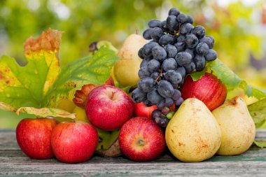 meyve bahçesinde açık ahşap tablo