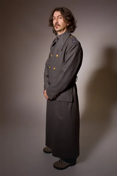 Man dressed as russian military, full length — Stock Photo, Image