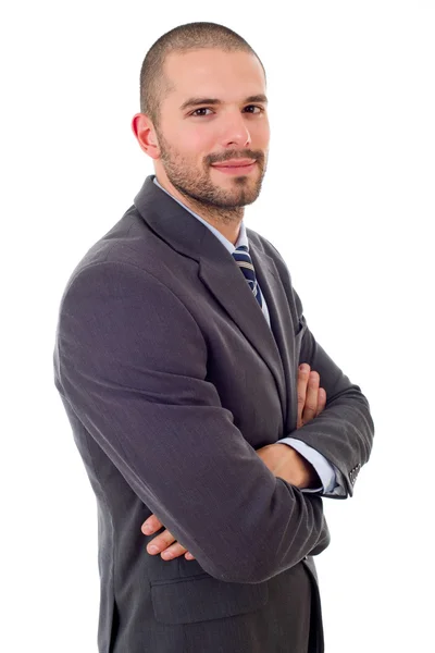 Joven hombre de negocios retrato aislado en blanco — Foto de Stock