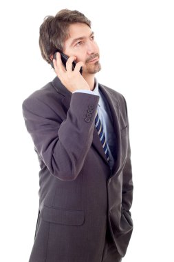 genç iş adamı izole telefonda