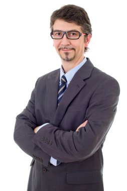 genç iş adamı portre üzerinde beyaz izole