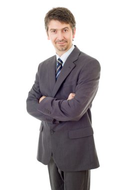 genç iş adamı portre üzerinde beyaz izole