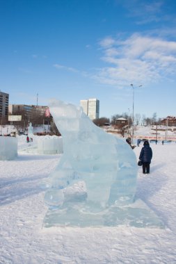 Perm, Rusya, Şubat, 06.2016: güzel buz heykeli bir 