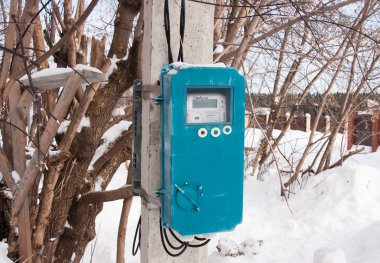 Perm, Rusya, Şubat, 06.2016: Elektrik metre 