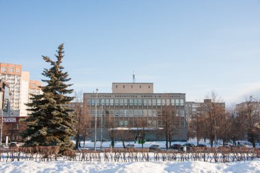 Perm, Rusya - 13 Mart 2016: Şehir kış manzarası