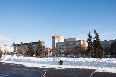 Perm, Rusya - 13 Mart 2016: Şehir kış manzarası