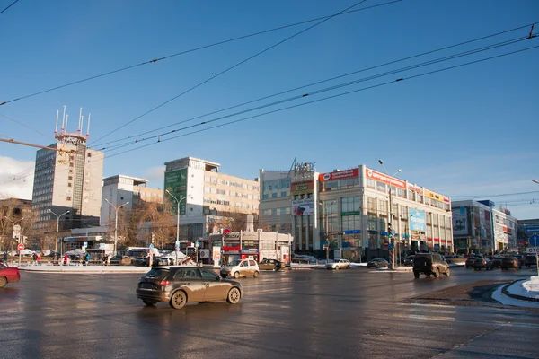 Perm, Rusya - 13 Mart 2016: Crossroads Lenin ve Popov — Stok fotoğraf