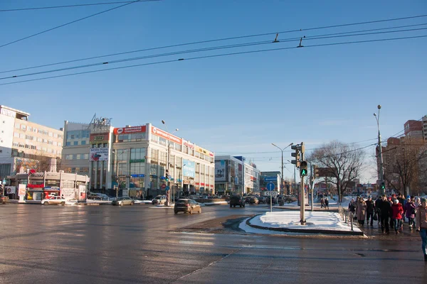 俄罗斯彼尔姆--2016年3月13日: 列宁和波波夫的十字路口 — 图库照片