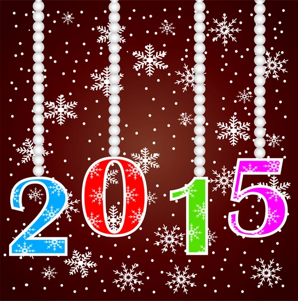 Numre 2015 på en claret baggrund med snefnug – Stock-vektor